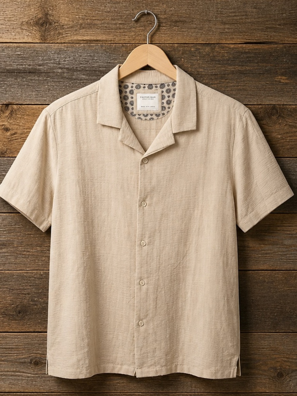 Cactus Short-Sleeve Button-Down Shirt in Sand